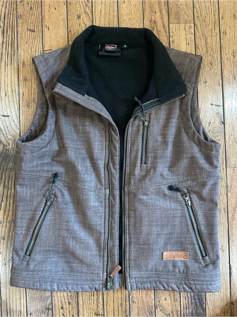 Rafter C Cowboy Collection Brown Fleece Lined Softshell Vest Size Medium